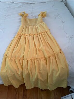 Yellow Summer Smocked Tiered Maxi Dress
